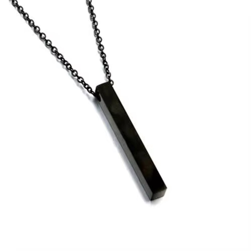 "Chic Stainless Steel Geometric Cuboid Pendant Necklace for Unisex - Modern Fashion Jewelry"