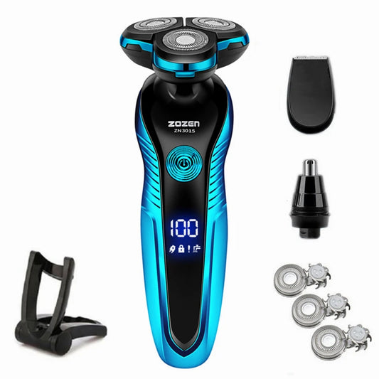 ZOZEN Electric Shaver Washable Rechargeable Electric Razor Body Hair Shaving Machine for Men Beard Trimmer Wet-Dry Use ZN3015